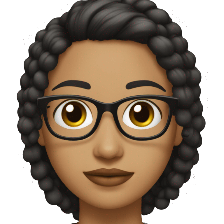 Chica cabello negro, liso, largo y con lentes de piel clara emoji