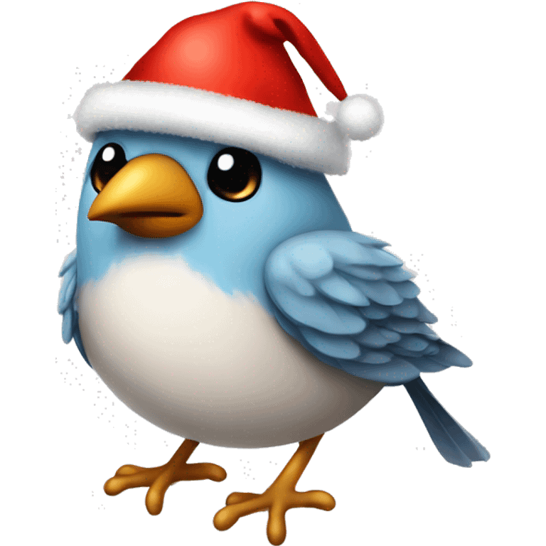 little bedazzled cute Bird wearing a Santa hat  emoji