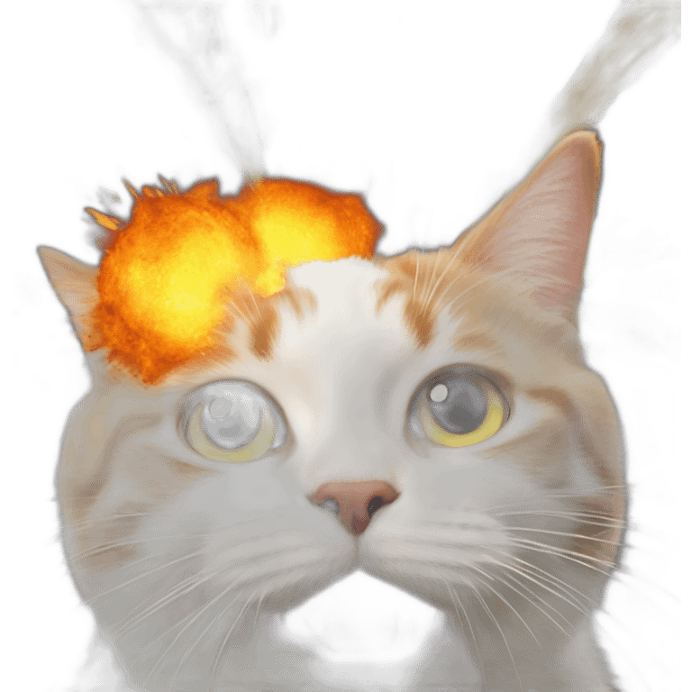 explosion behind a cat emoji