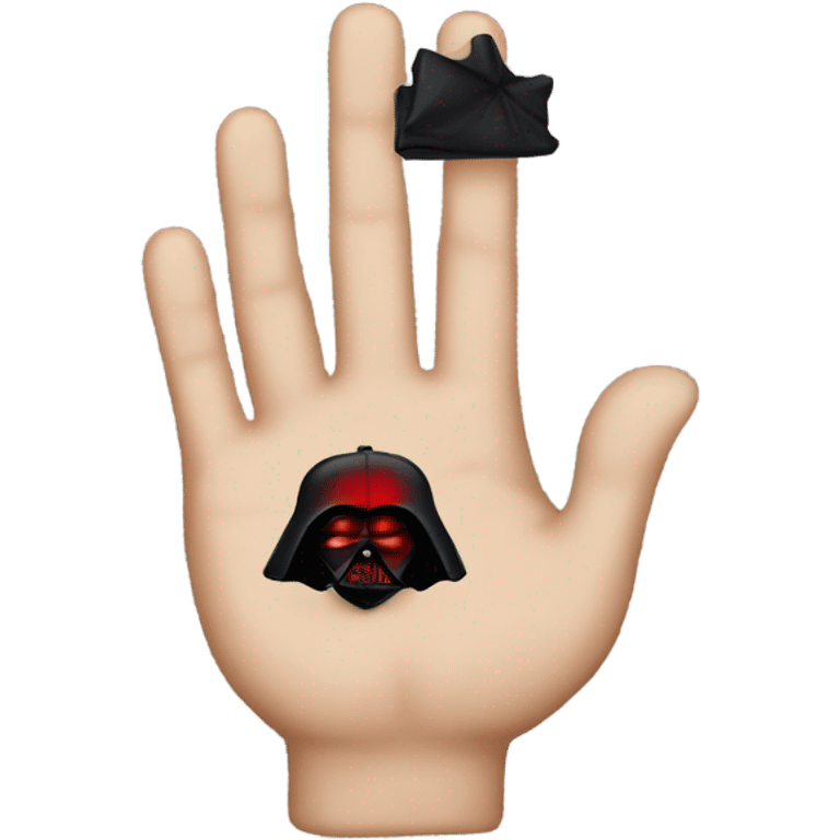 Top of a hand with darth vader tattoo emoji