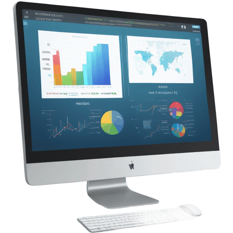 monitor showing a website dashboard with charts emoji