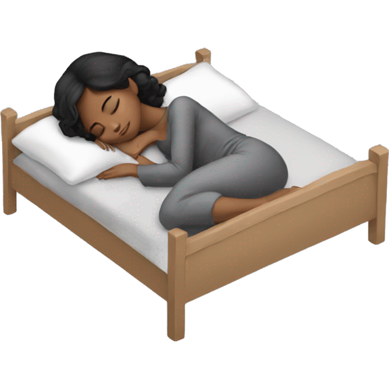 Brown Girl black hair sleeping with grey cat emoji