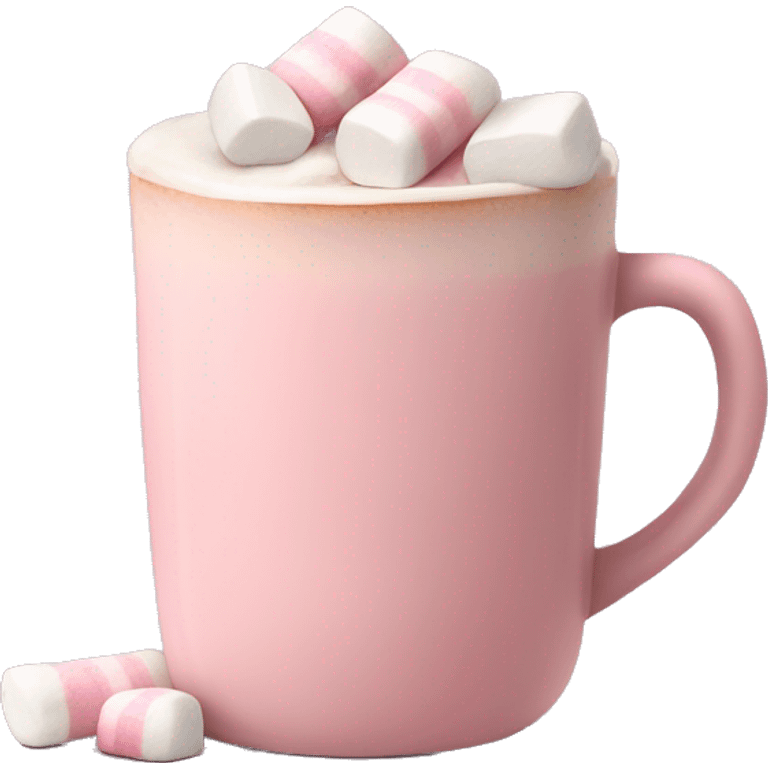 Light Pink mug of hot chocolate with marshmallows  emoji