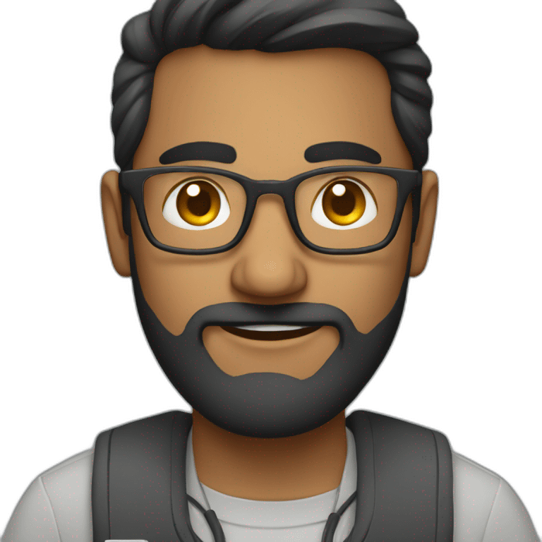 Indian Guy with glasses and small beard working on a macbook emoji