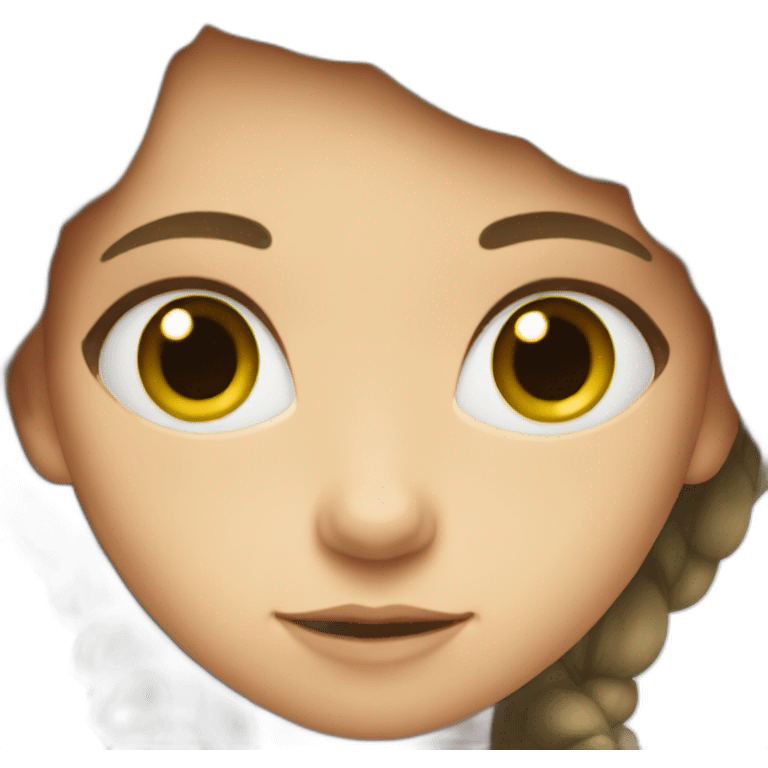  A small girl  with green eyes and brown hair emoji