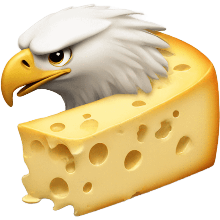 An eagle pooping cheese emoji