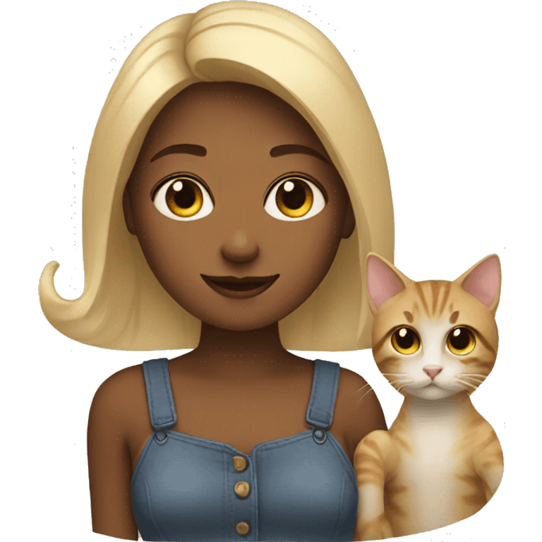 One girl and two cats emoji