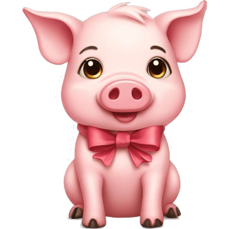 A cute little pig with bows  emoji