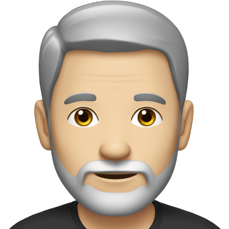 middle age white man, with dark-grey hair, with a dark grey circle beard and a plain black tshirt emoji