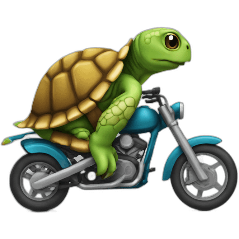 Une tortue en moto emoji