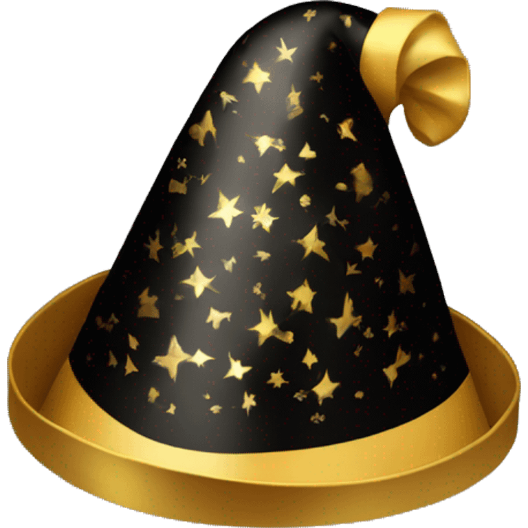 New Year's party hat black gold emoji