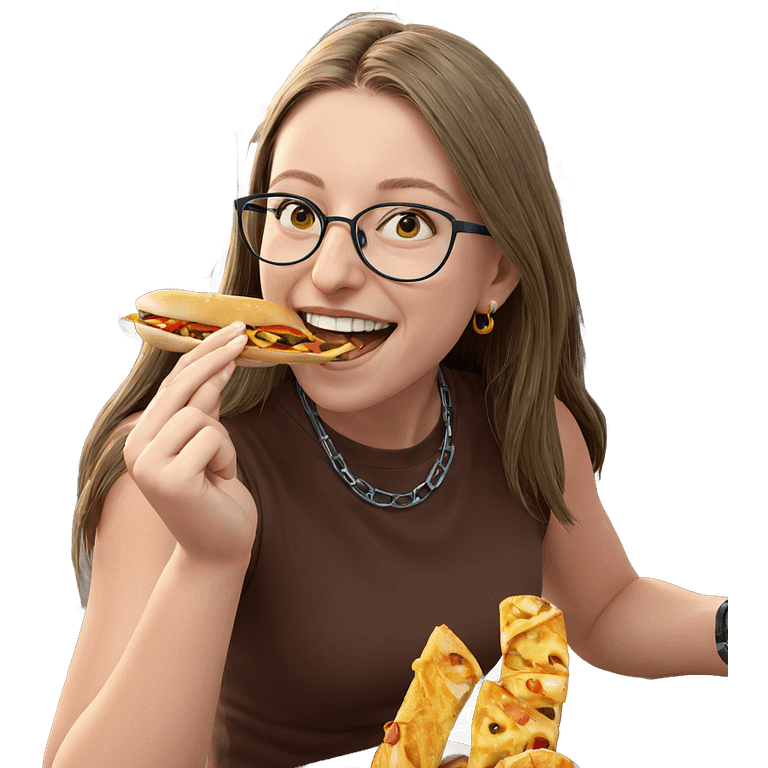 girl enjoying a meal outdoors emoji