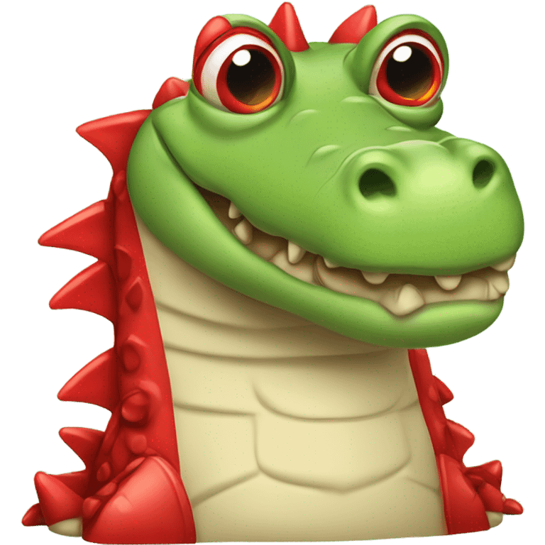 Cute Crocodile with big cute eyes wearing red shose emoji