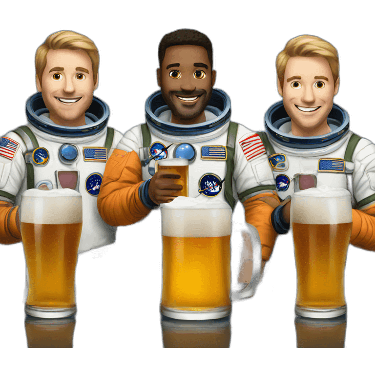 group of astronauts drinking glass of beers emoji