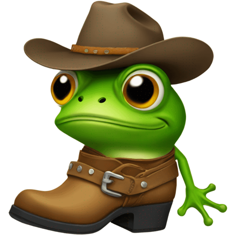 Frog with cowboy boots emoji