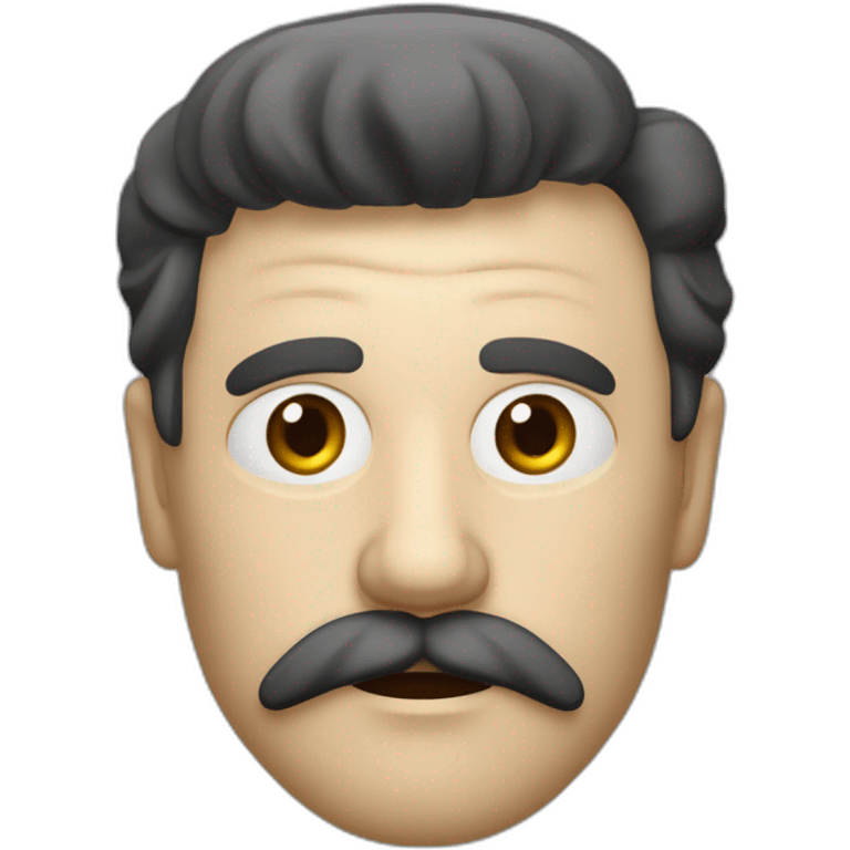 Vieil homme blanc habillé en noir avec une frange noire et une moustache carré en dessous du nez noire emoji