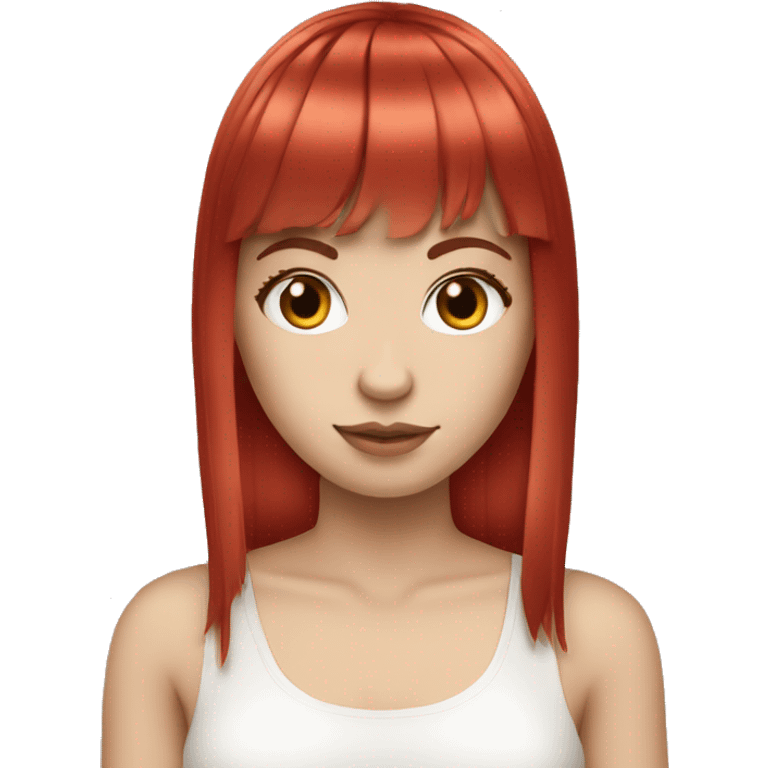 cherry red hair white girl with bangs emoji