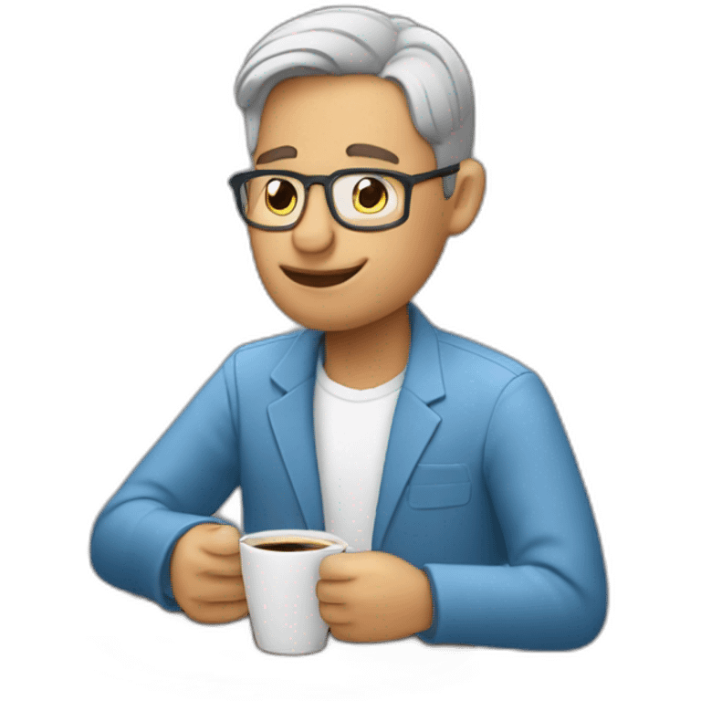 Un homme brun qui boit un espresso emoji