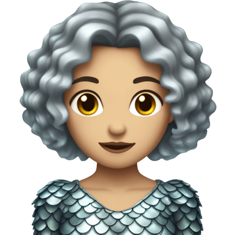 pretty evil siren girl, with fish scales and short hair emoji