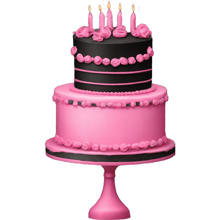 Black and pink vintage birthday cake emoji