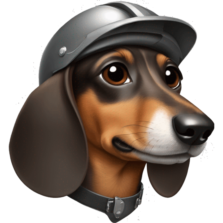 Dachshund wearing Husker helmet emoji