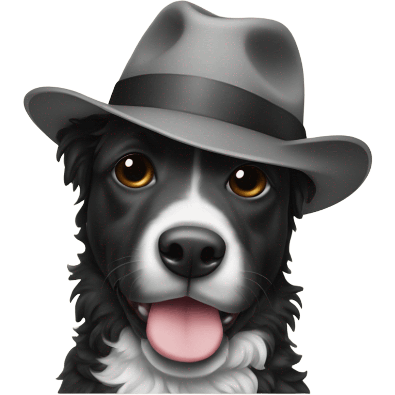 Black and white border doodle with a fedora emoji