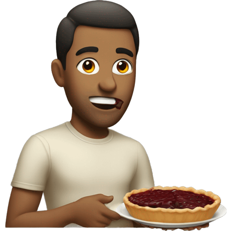 silly guy with no shoes eating a pie emoji