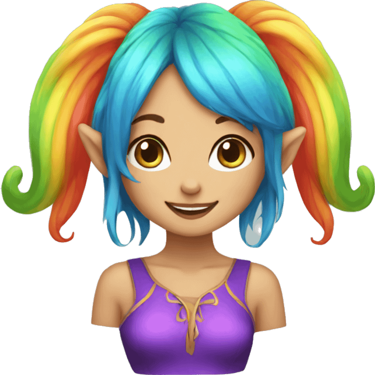 rainbow hair elf girl emoji