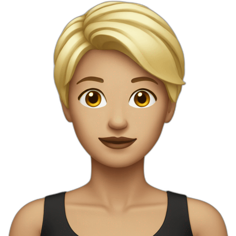 woman blonde short hair no glasses black outfit emoji