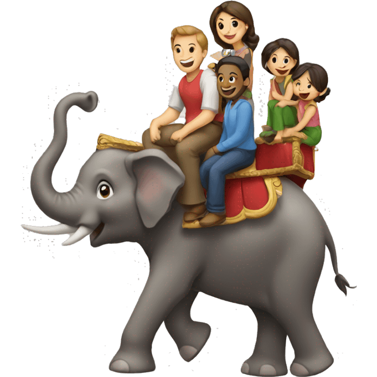 family riding elephant emoji