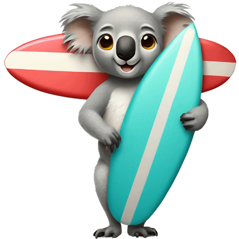 Koala holding a surf board emoji