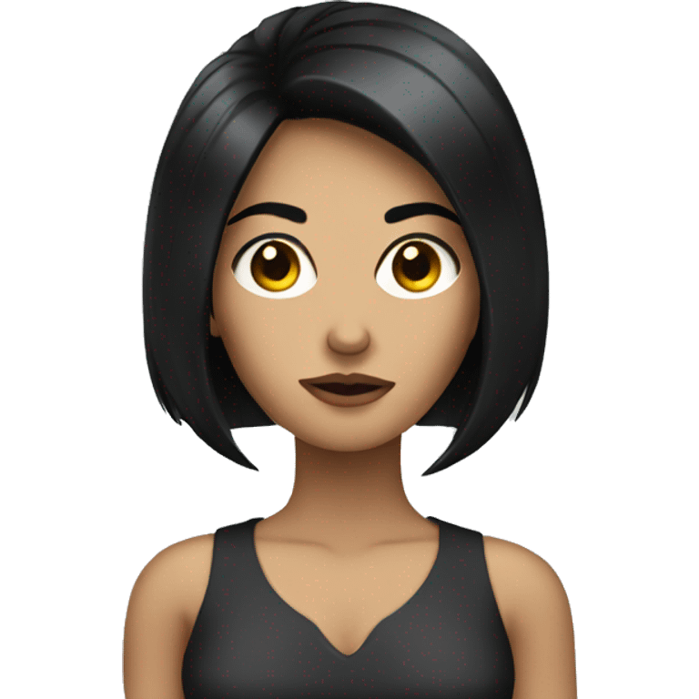 Lady with black hair that looks mean emoji