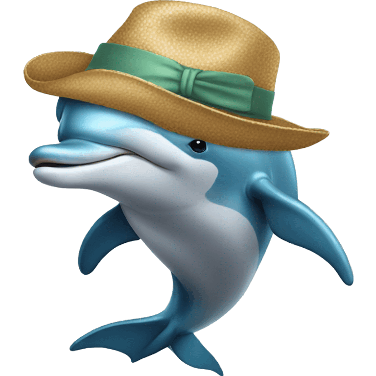 Dolphin wearing hat emoji