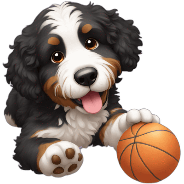 bernedoodle playing with ball emoji