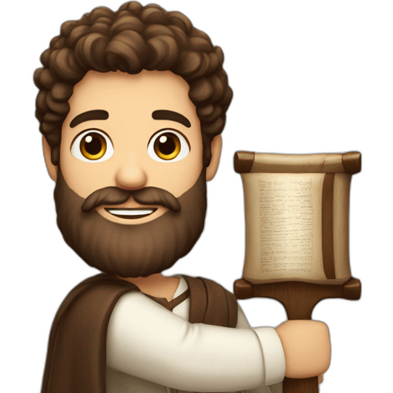 Jewish brown hair and brown beard man with torah emoji