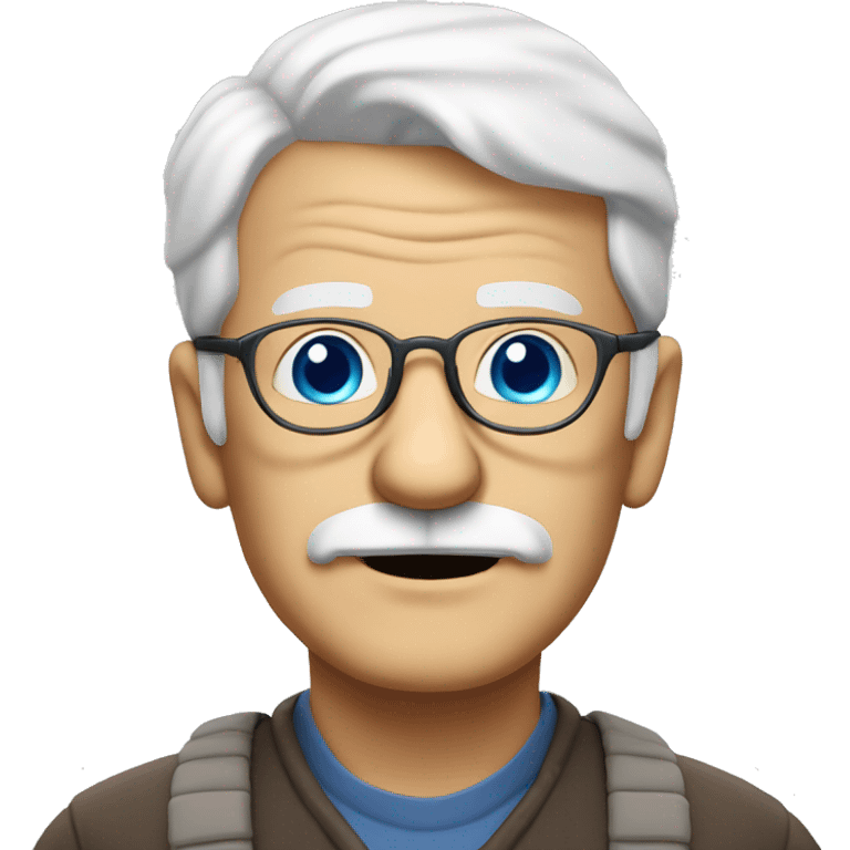 Old guy with glasses blue eyes white hair moustache soul patch glasses emoji