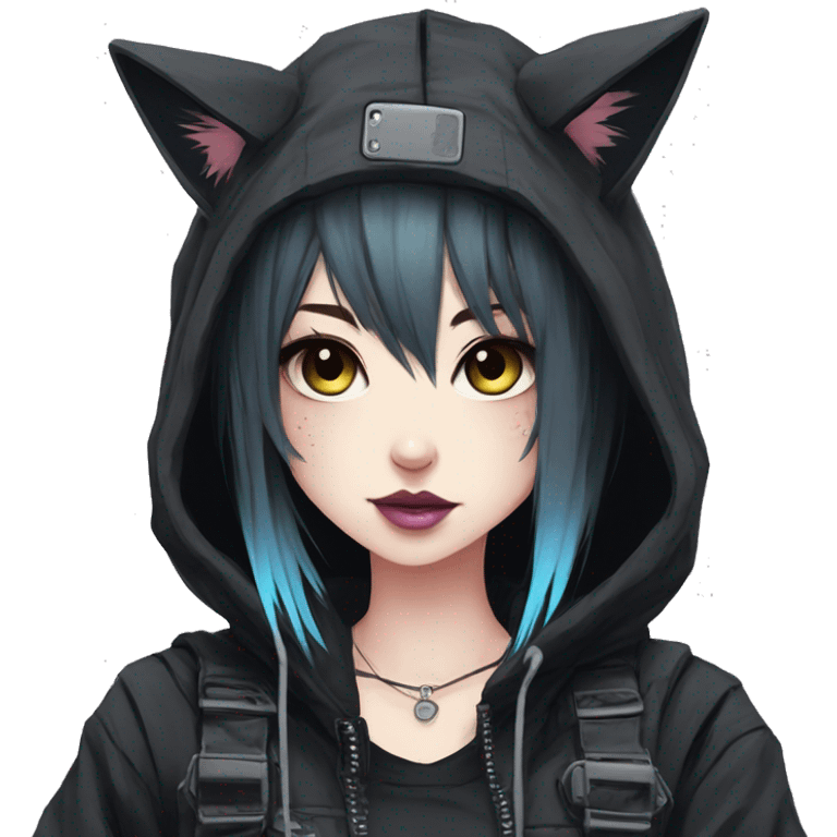 Edgy Kawaii Cute Cool Cartoon Anime Punk Techwear Gothic Catgirl emoji