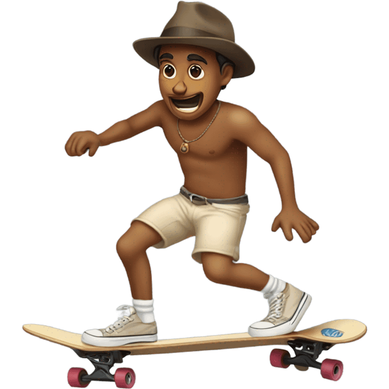 Indian jones riding a skateboard upside down in underwear emoji