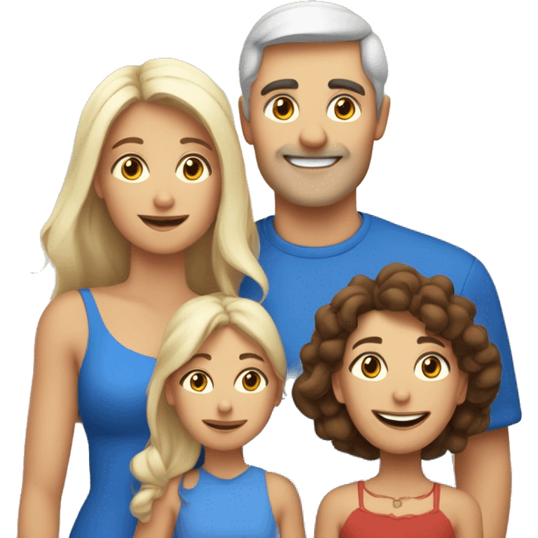 european family of 4 people (mom dad and 2 kids) celebrate new year emoji