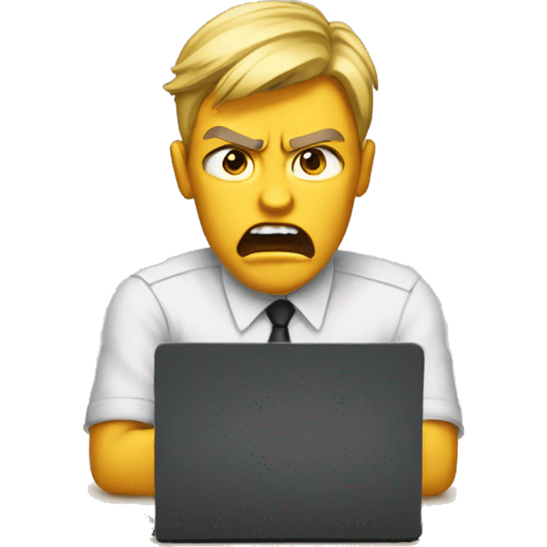 Work in front of PC with anger  emoji