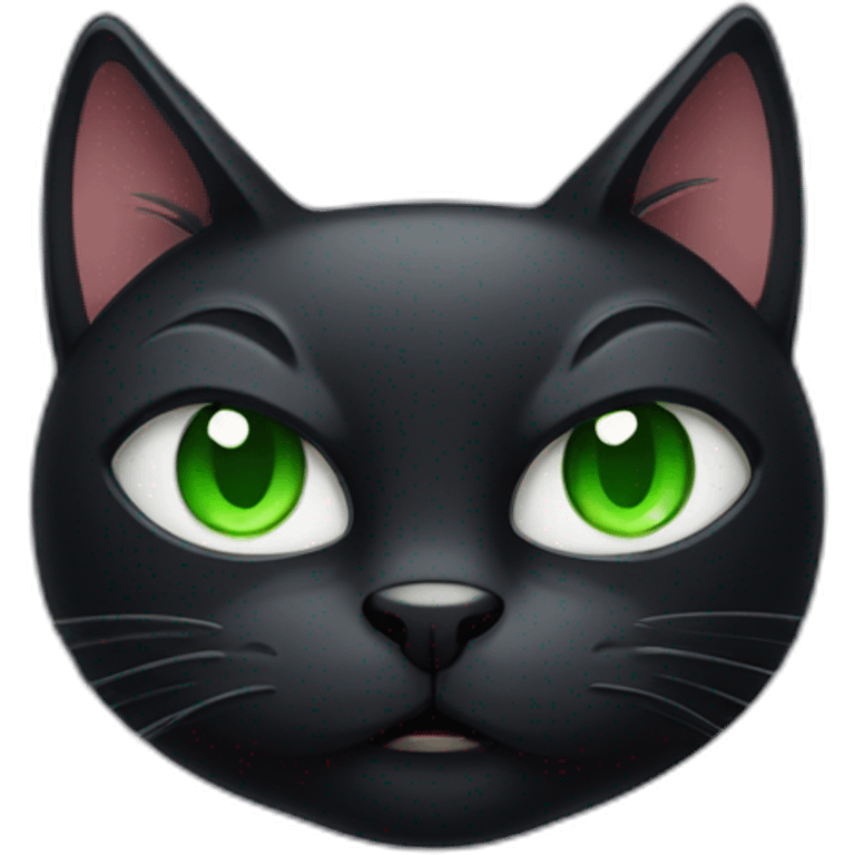 angry black cat with squinted green eyes emoji