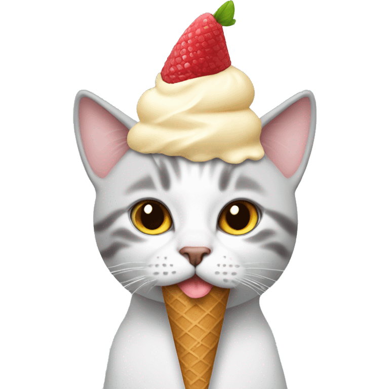 Cat with a icecream on her head  emoji