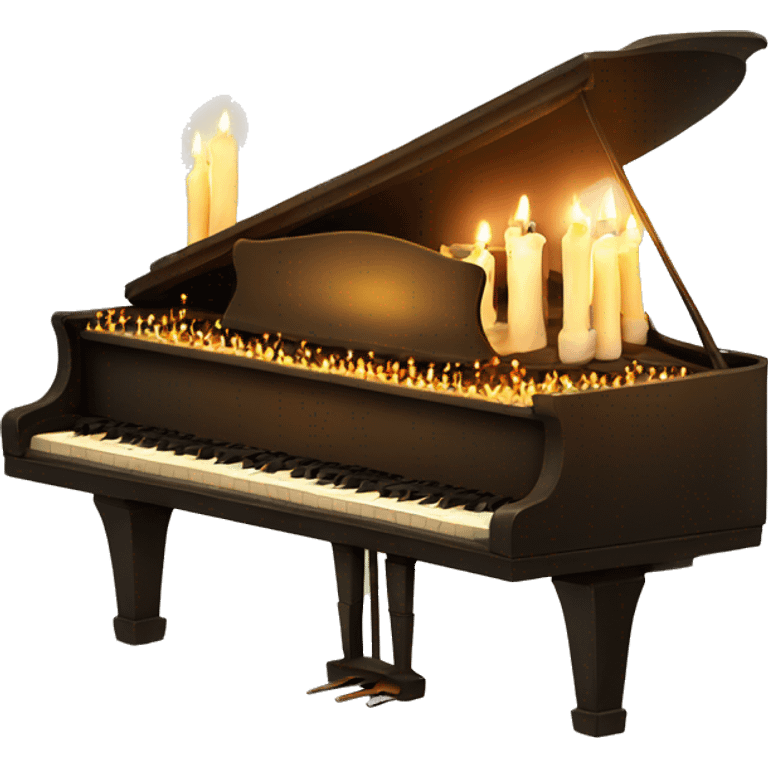 vintage piano with melted candles on top emoji