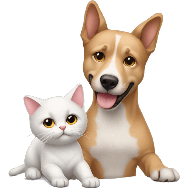 Chien et chat se serrant la main emoji