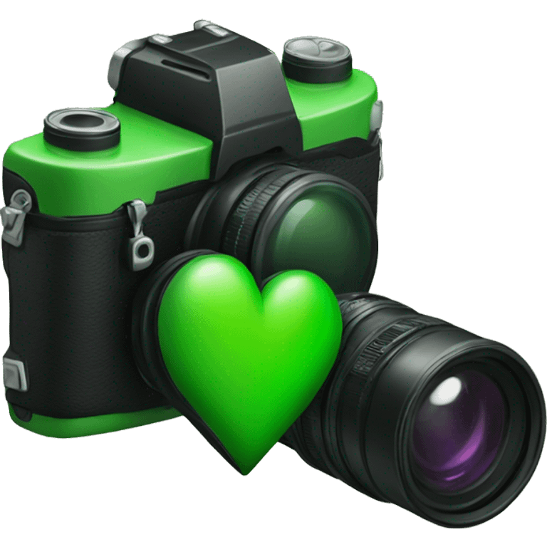 Black and green hearts with camera emoji