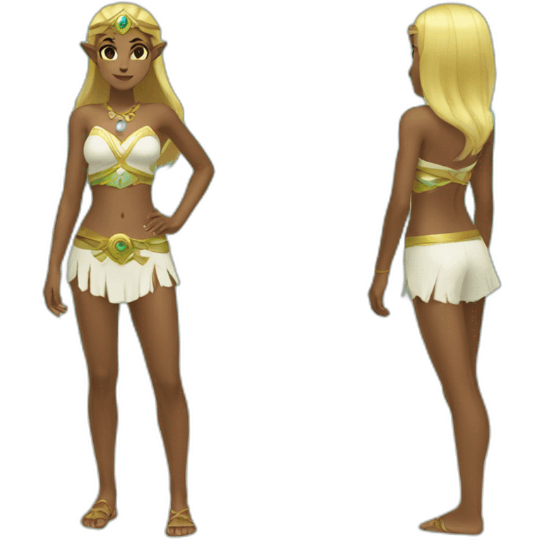 Princess Zelda with beach clothes emoji