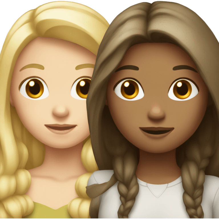 A blond  girl and brunette  emoji