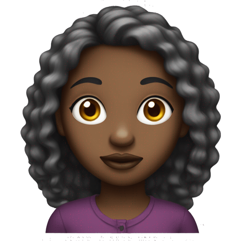 Black girl with big eyes big lips long hair emoji