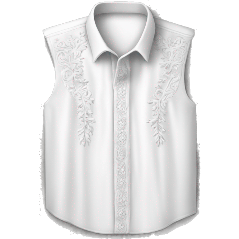 White vyshyvanka shirt with white embodiary emoji