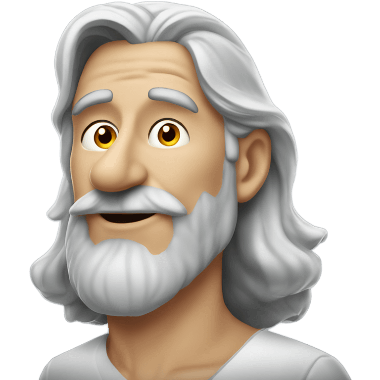 Attractive older man with grey long hair with a nose like Pinocchio and you can see how long it is from the slight side profile the nose is very very very long emoji